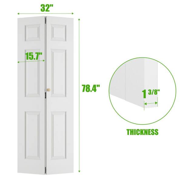 SOCBAZZAR 32 in. x 78.4 in. 3-Panel Hollow Core White Primed