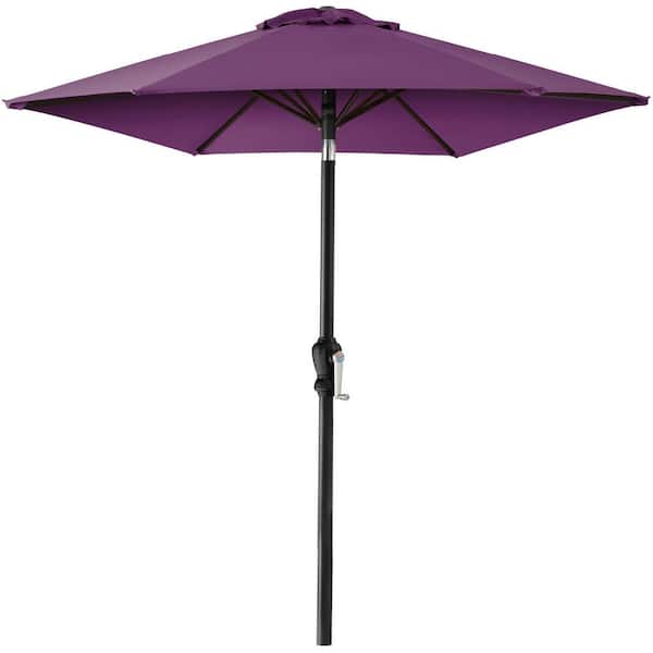 10 ft. Steel Market Tilt Patio Umbrella in Amethyst Purple with Crank Lift
