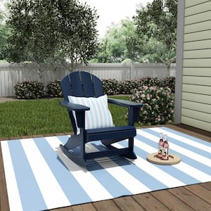 Laguna Fade Resistant Outdoor Patio HDPE Poly Plastic Adirondack Porch Rocking Chair in Navy Blue