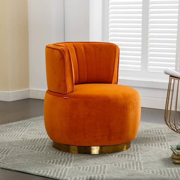 IDEAGLE Orange 360° Swivel Velvet Cuddle Barrel Accent Sofa Chairs, Sofa Bed Chair Accent Chair