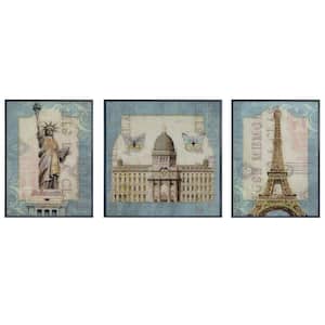 "Ancient Architecture" Glass Framed Wall Decorate Art Print (3 pcs) 32 in. x 32 in.