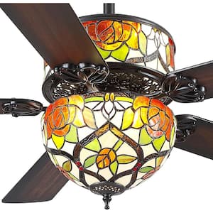 Kviflon 52 in. Indoor/Outdoor Tiffany Retro Downrod Brown Ceiling