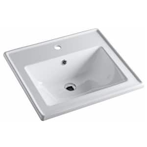 Malibu 19-7/8 in. Bathroom Sink in White Glazed Ceremic Rectangular Drop-In with Overflow and Single Faucet Hole