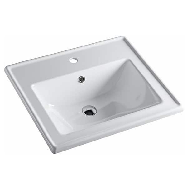 Dekorman Malibu 19-7/8 in. Bathroom Sink in White Glazed