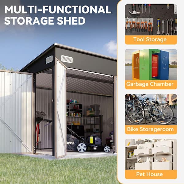 Sizzim 12 ft. W x 8 ft. D Outdoor Lean to Storage Metal Shed with