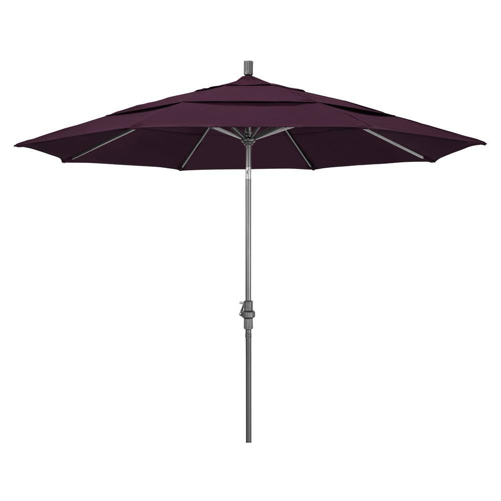 11 ft. Hammertone Grey Aluminum Market Patio Umbrella with Crank Lift in Purple Pacifica price history on PriceWatchPro