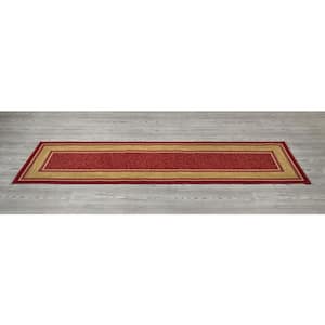 House Collection Non-Slip Rubberback Border Design 2x7 Indoor Runner Rug, 1 ft. 10 in. x 7 ft., Red/Beige