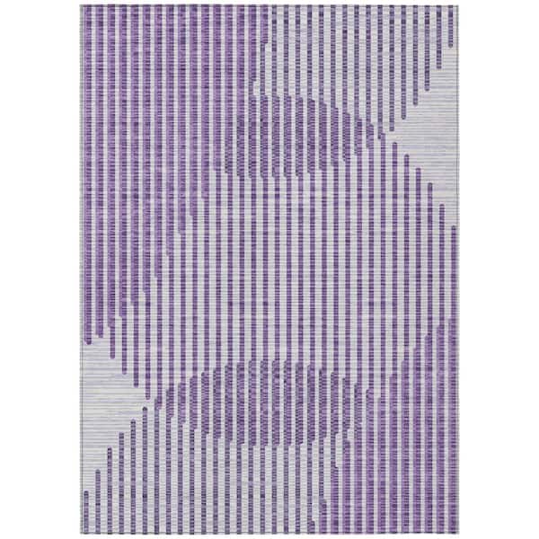 Chantille Machine Washable Indoor/Outdoor Abstract ACN1001 Purple 9 ft. x 12 ft. Area Rug