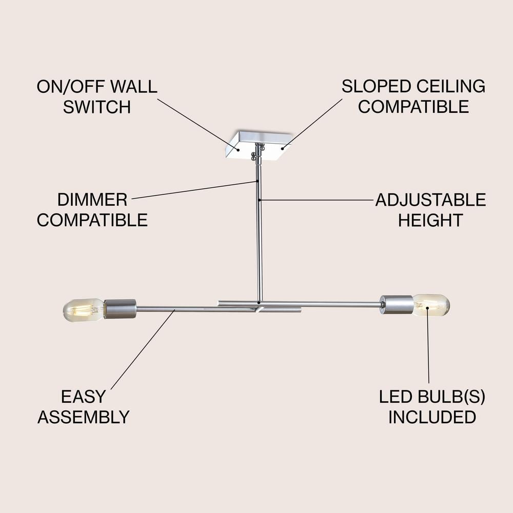 Turing 30.5" Adjustable Chrome LED Linear Pendant