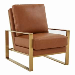 Jefferson Cognac Tan Faux Leather Arm Chair