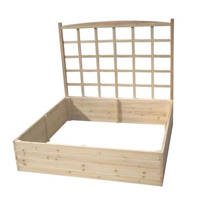 4 ft. x 4 ft. x 11 in. Solid Fir Wood Raised Garden Bed with Trellis