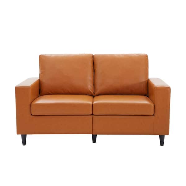 Utopia 4niture Alyssa 32.50 in. Brown PU Leather 2-Seater Loveseat