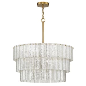 Museo 9-Light Satin Brass Finish with Mercury Glass Transitional Chandelier for Kitchen/Dining/Foyer, No Bulb Included