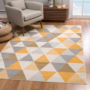 Savannah Collection - Modern Geometric Entrance Area Rug and Runner (2x3 feet) Abstract - 2'3" x 3', Yellow