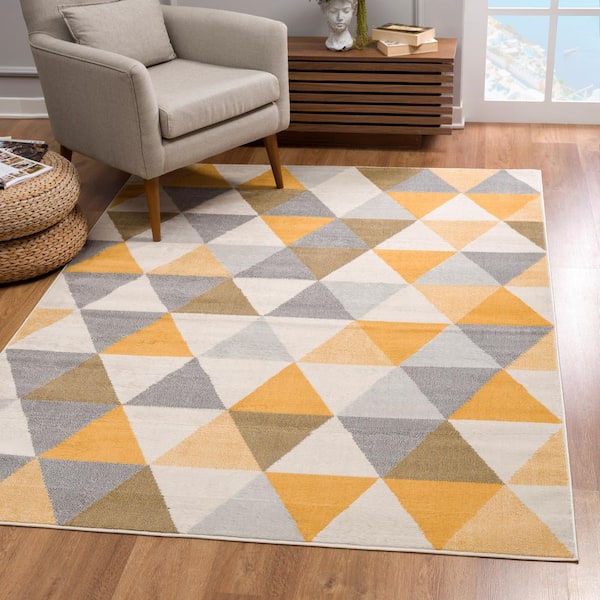 Rug Branch Savannah Collection - Modern Geometric Entrance Area Rug and Runner (2x3 feet) Abstract - 2'3" x 3', Yellow