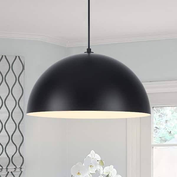 ADSENSTY 1 Light Black Shaded Farmhouse Pendant Light with Metal Dome Shade for Living Bedroom Room,No Bulbs Included