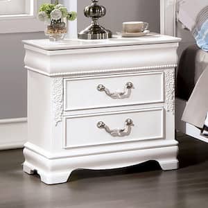 Jemez 2-Drawer White Nightstand and Care Kit (24 in. H x 24 in. W x 16 in. D) With USB Ports