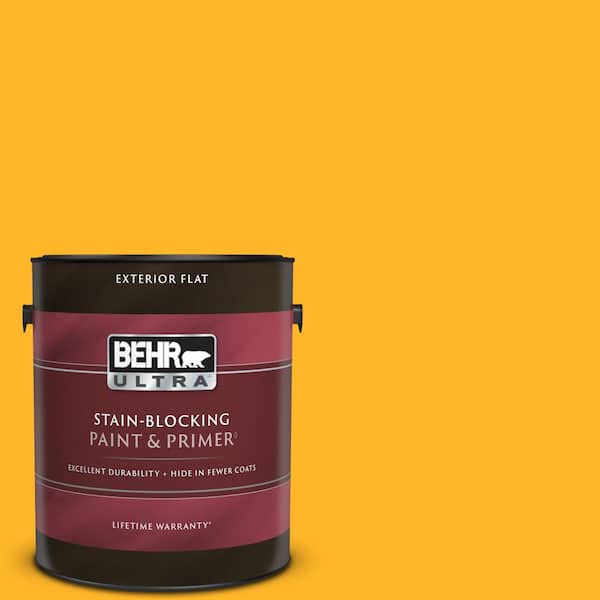 BEHR ULTRA 1 gal. #P260-7 Extreme Yellow Flat Exterior Paint & Primer