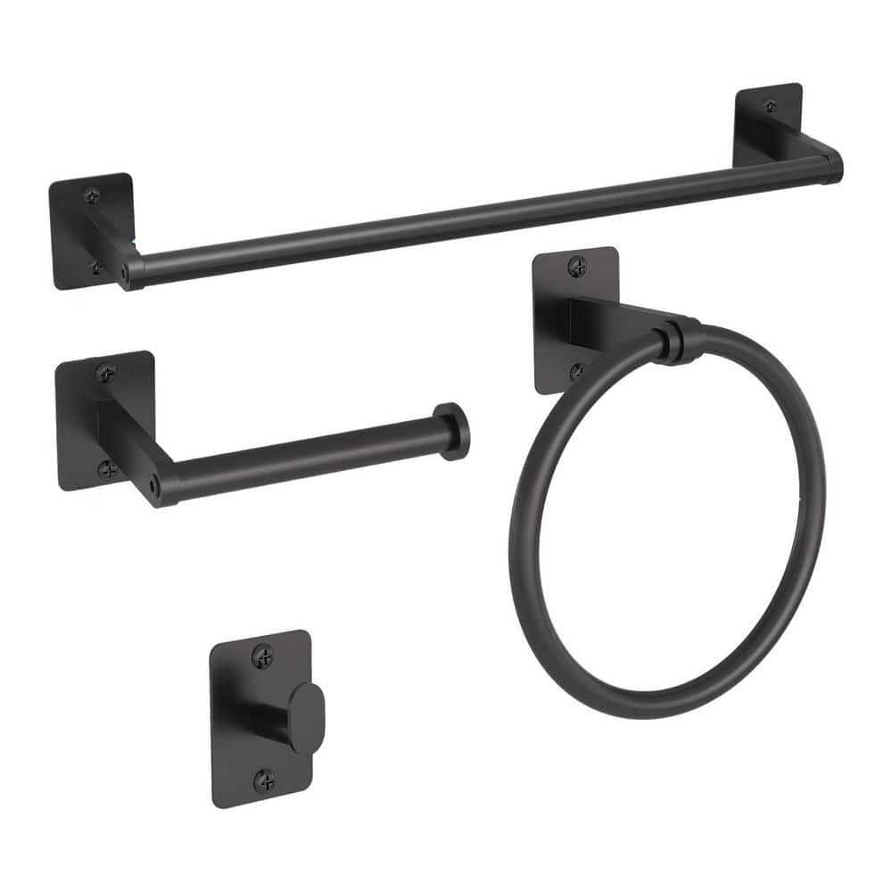 4-Piece 16 in. Bathroom Accessories Set, Bathroom Hardware Set Towel Racks for Bathroom, Robe Towel Hooks in Matte Black price history on PriceWatchPro