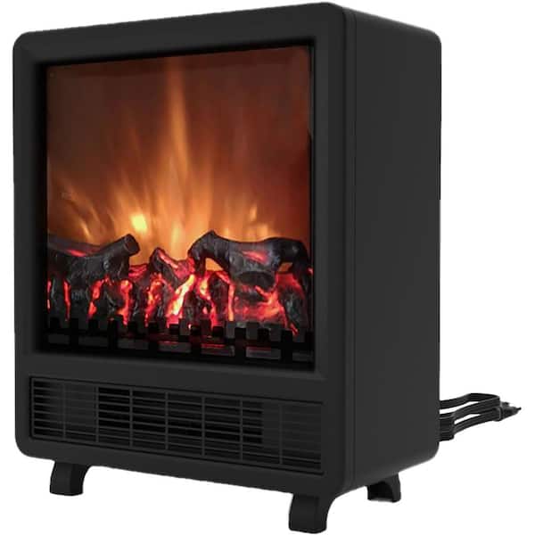 Hanover Fireside 17.8 in. W Freestanding Electric Fireplace in Black with Enhanced Log Insert