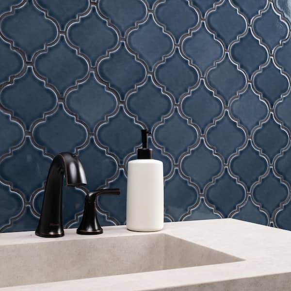 unoa 【Arabesque  blue】Sleeve design MSI Take Home Tile Sample-Bay Blue Glossy Arabesque 4 in. x