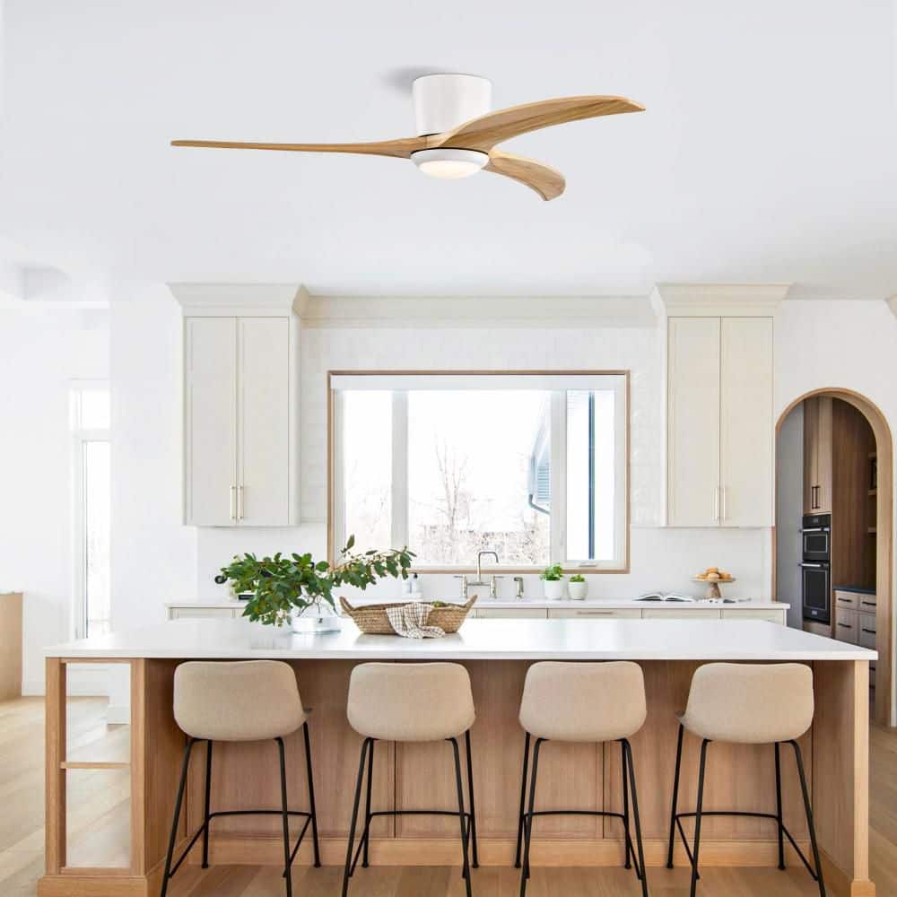 52 in White Wood Ceiling Fan with Light and Remote, Reversible DC Motor, 6 Speeds, for Patio Living Room Bedrooms Indoor price history on PriceWatchPro