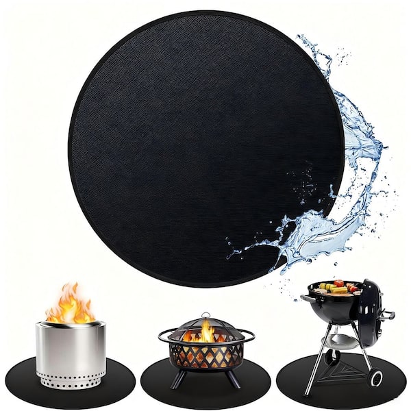 48 in. Round 4-Layer Fire Pit Mat-Heat Resistant Deck Protector for Grass, Patio & Outdoor Use