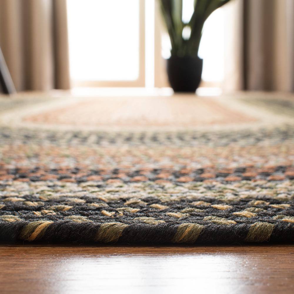 Handwoven Braided Blue Square Synthetic Rug, 4' x 4'