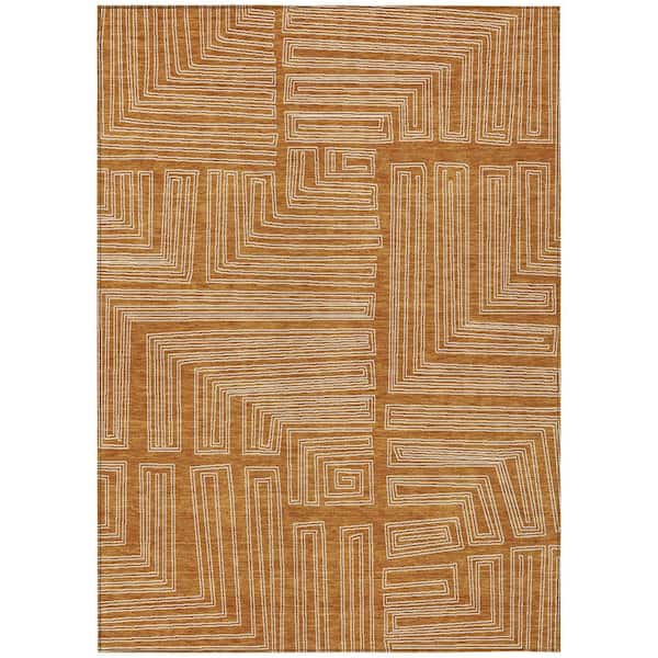 Chantille Machine Washable Indoor/Outdoor Abstract ACN1045 Paprika 5 ft. x 7 ft. 6 in. Area Rug