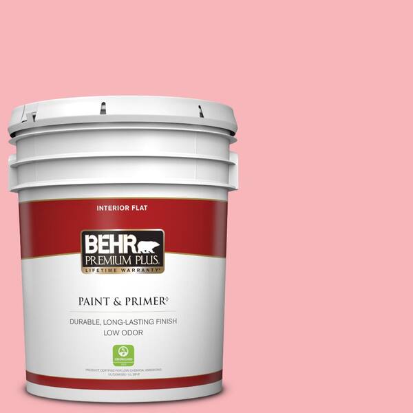 BEHR PREMIUM PLUS 5 gal. #130A-3 Ballerina Pink Flat Low Odor Interior Paint & Primer