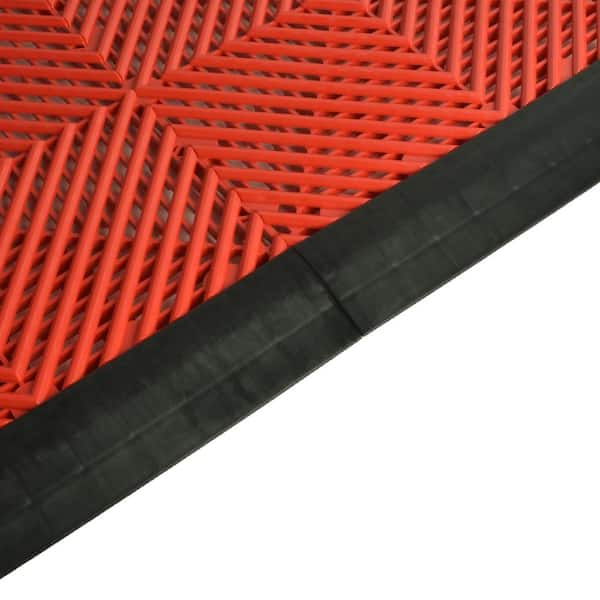 Greatmats Click Tile Black 2-3/8 in. x 12.14 in. x 5/8 in. Male Border Ramp without Loops (Case of 4)