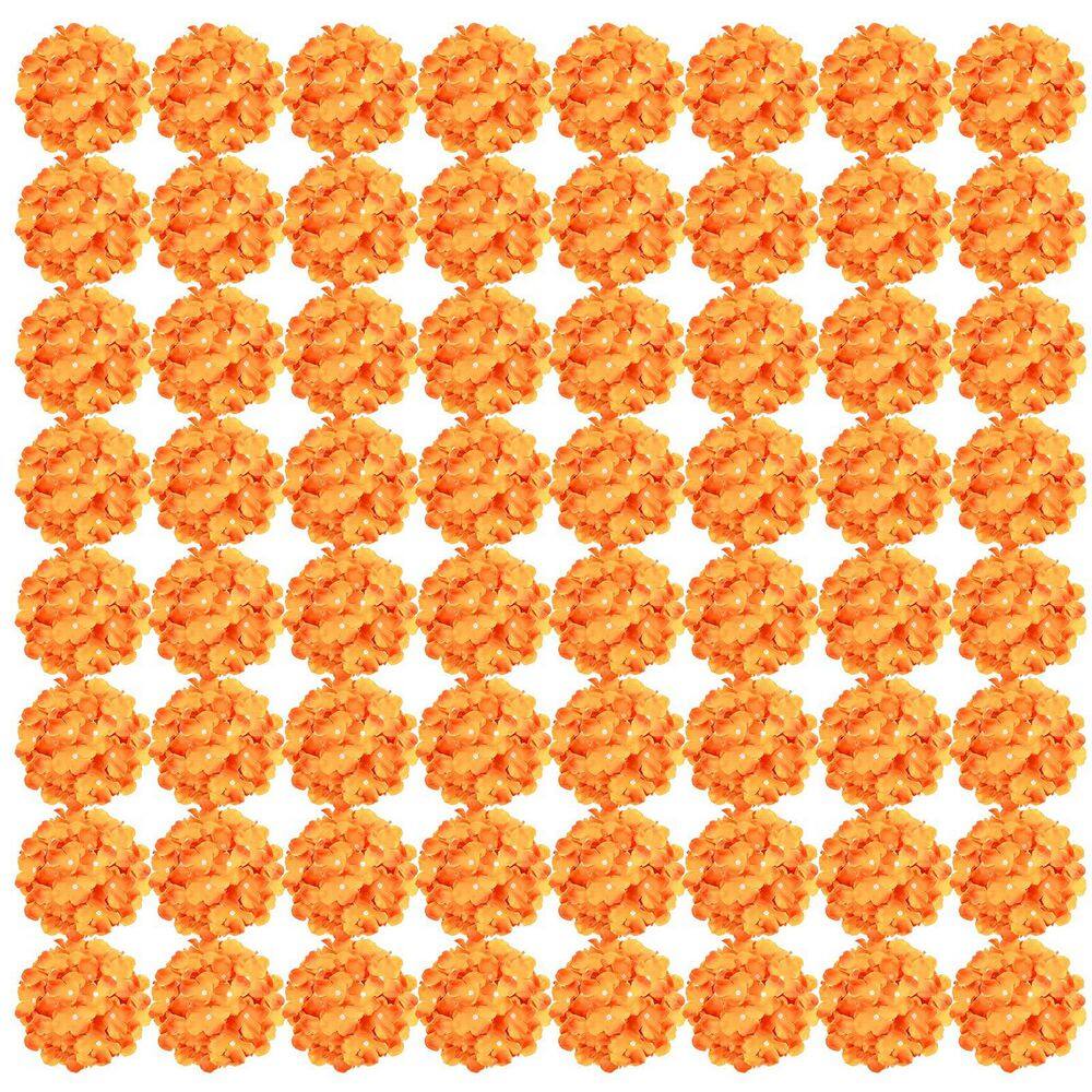 11 in. Orange Indoor/Outdoor Artificial Hydrangea Flower with