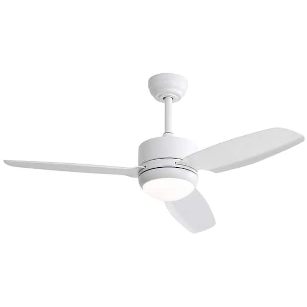 46 in. Smart Indoor/Outdoor White Modern Ceiling Fan with LED Light and Remote Included