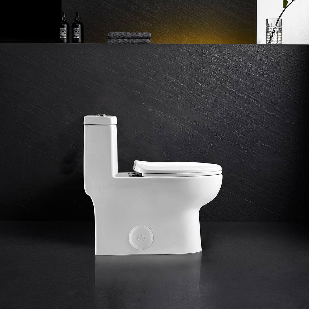 White High Efficiency Dual Flush Elongated One-Piece Toilet