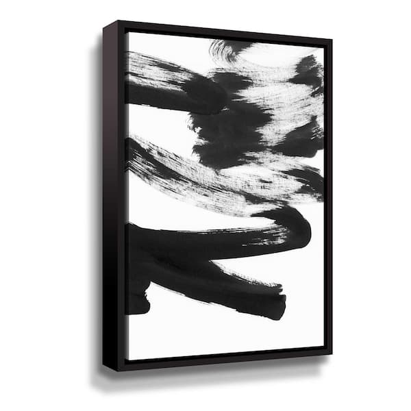 ArtWall 'Black & white strokes 5' by Iris Lehnhardt Framed Canvas Wall Art
