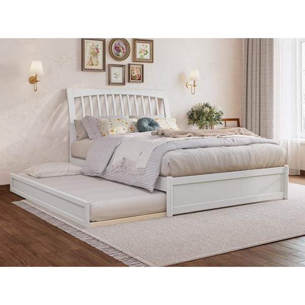 AFI Roslyn White Solid Wood Frame Full Platform Bed with Panel ...