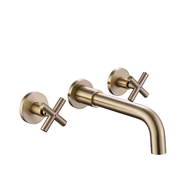 Dimakai 8 in. Widespread Double Handles Wall Mounted Bathroom Faucet in Matte Black