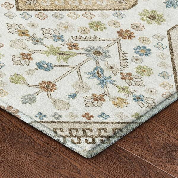 Mayfield Premium Machine Washable Abstract AMF2459 Ivory 9 ft. x 12 ft. Area Rug