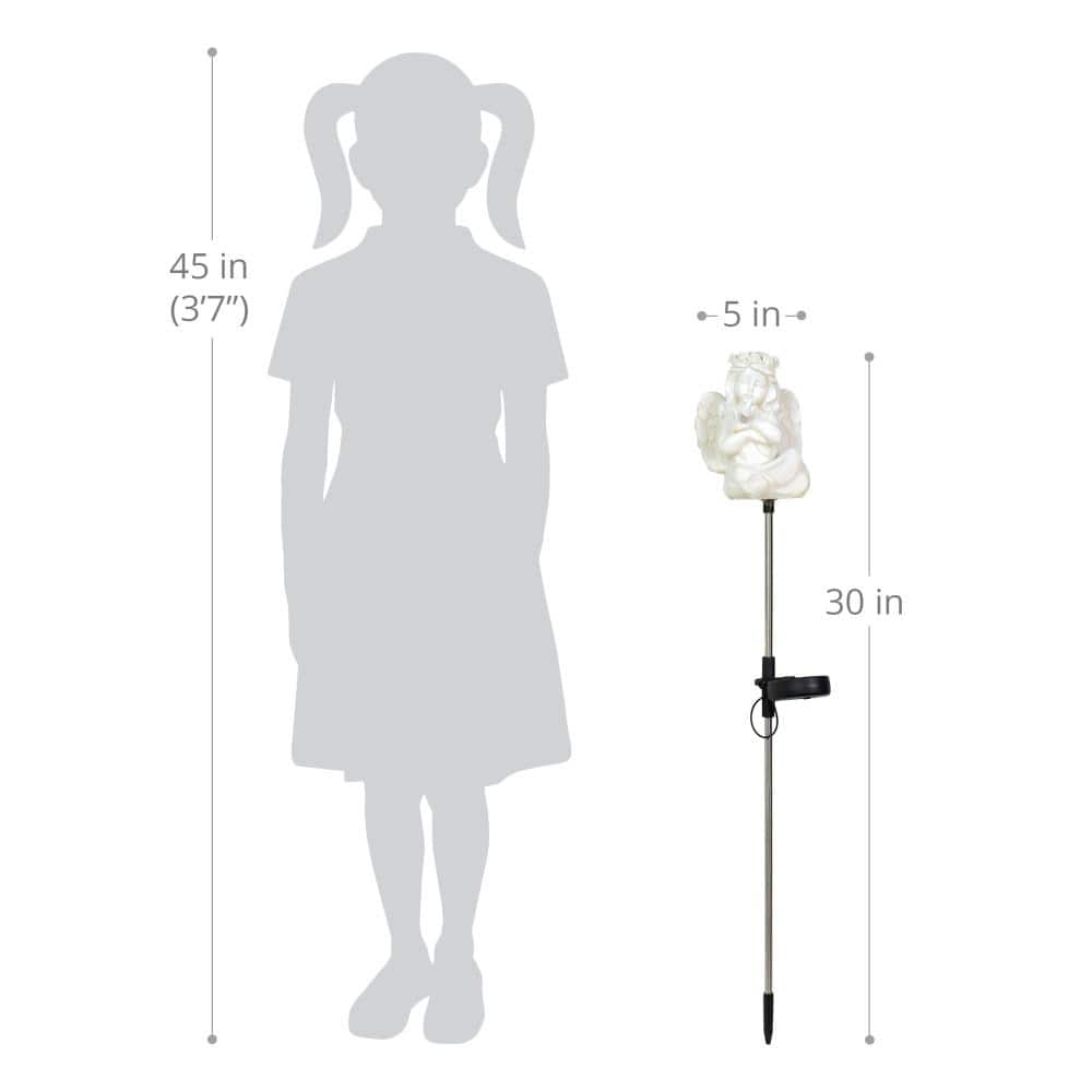 Solar Little Girl Angel Resin Garden Stake with LED Light