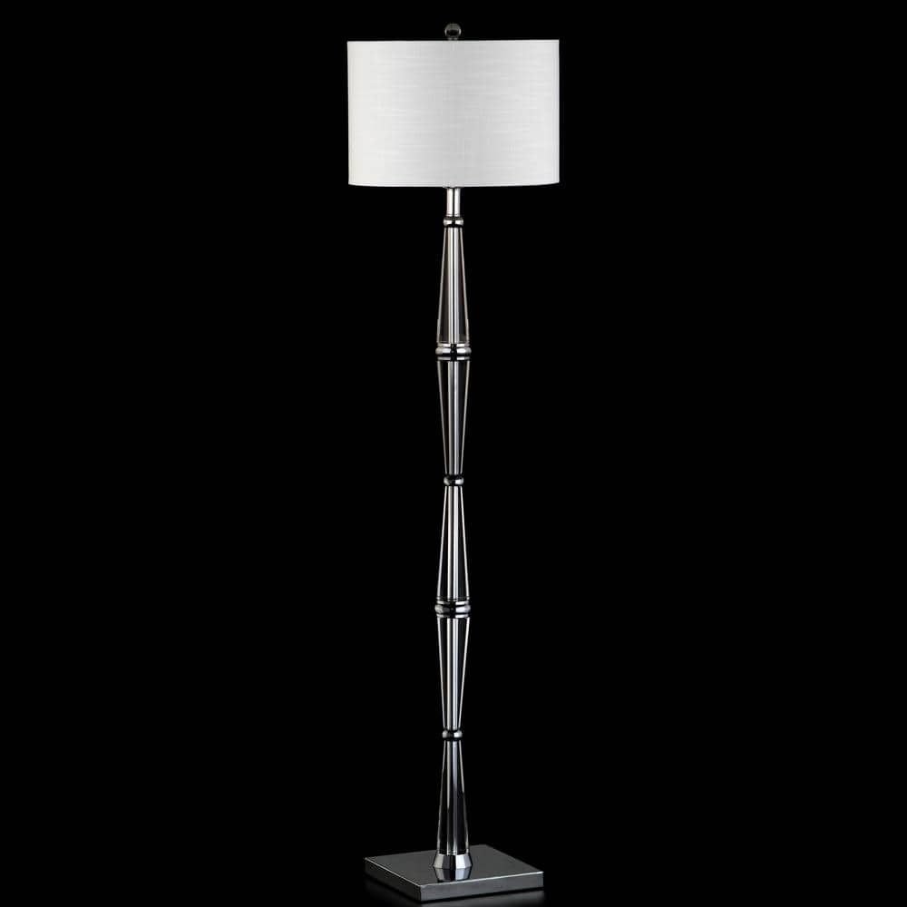 Francine 60" Crystal Chrome Floor Lamp with White Drum Shade