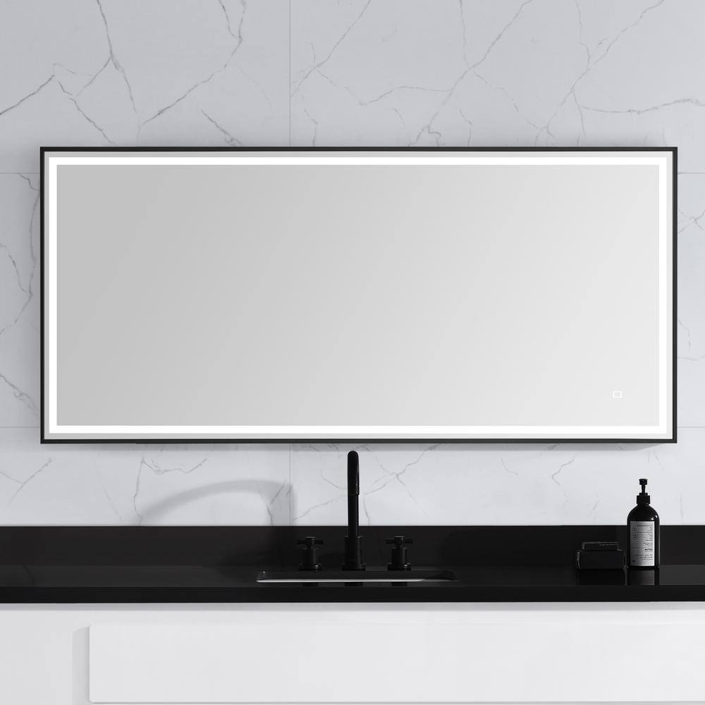 Large Gold Rectangular LED Bathroom Mirror
