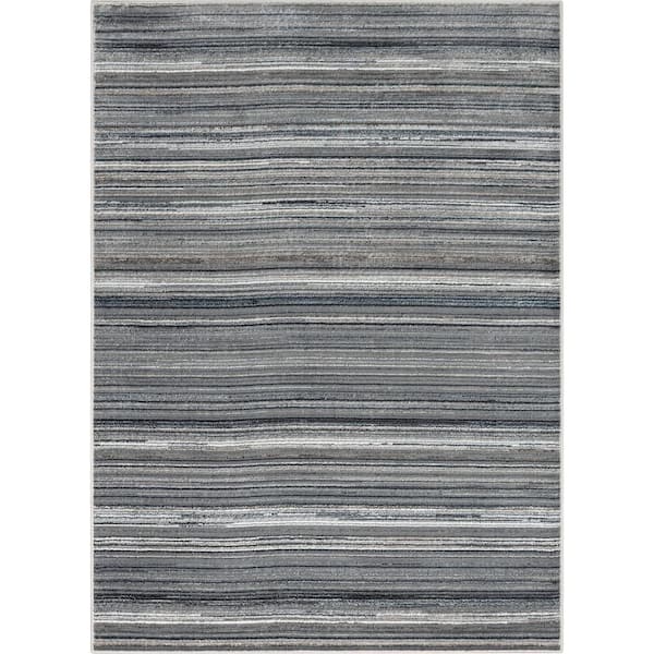 Well Woven Verity Giselle Grey 9 ft. 3 in. x 12 ft. 6 in. Moroccan Abstract Stripe Area Rug