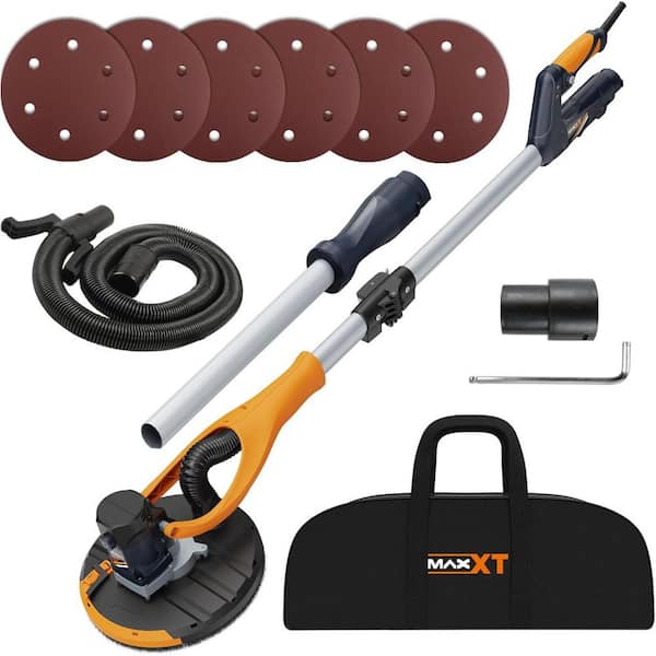 710W 8.5 in. Electric Drywall Sander with 5 Variable Speeds, Multi-Position Rotating Head, Foldable Telescopic