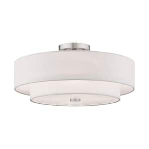 Mercury 18 in. 4-Light Brushed Nickel Semi-Flush Mount