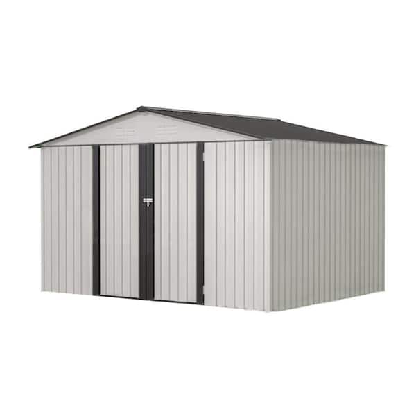 Tenleaf 10 ft. W x 8 ft. D White Metal Outdoor Storage Shed with