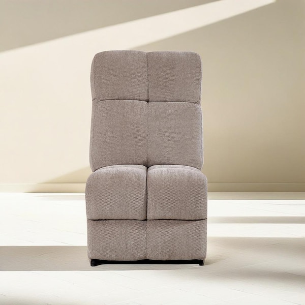 Noble House Iskandar Beige Modern Upholstered Dual Power Motor Recliner Sofa Multiple Combinations Armless Chair