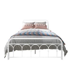 83.54 in. White Metal Platform Bed with Under Bed Storage