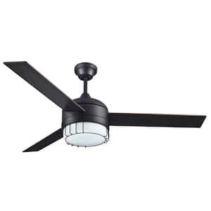 Ajax 52 in. Indoor Oil Rubbed Bronze LED Ceiling Fan with Light