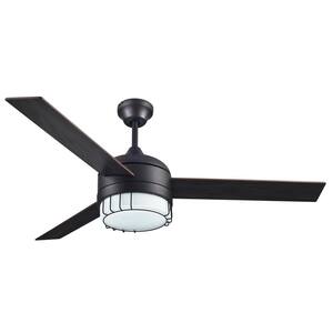 Ajax 52 in. Indoor Oil Rubbed Bronze LED Ceiling Fan with Light