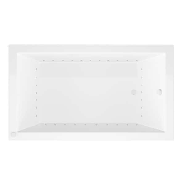 Sapphire Series 72 in. x 32 in. Rectangular Air Bathtub with Right Side Drain and Aromatherapy in Glossy Smooth White